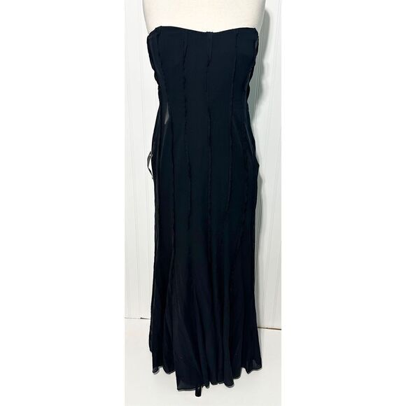 Ann Taylor Exposed Seam Sleeveless Maxi Gown Cocktail Dress Silk Black Size 12‎ - Picture 1 of 16